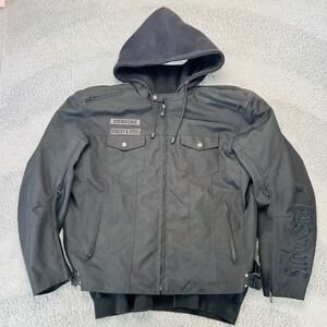 Street & Steel Motorcycle Jacket Mens 3XL Bikercore Padded Hooded Rugged Goth